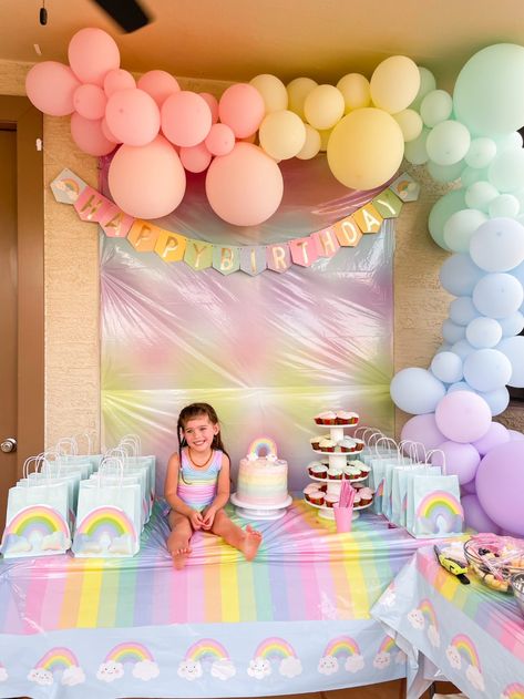 Pastel Rainbow Birthday Backdrop, Rainbow Second Birthday Party, Rainbow Bunny Birthday Party, Rainbow Girls Birthday Party, Rainbow Kids Birthday Party, Toddler Rainbow Birthday Party, Rainbow Toddler Birthday Party, Birthday Rainbow Theme Decoration, Rainbow 5th Birthday Party