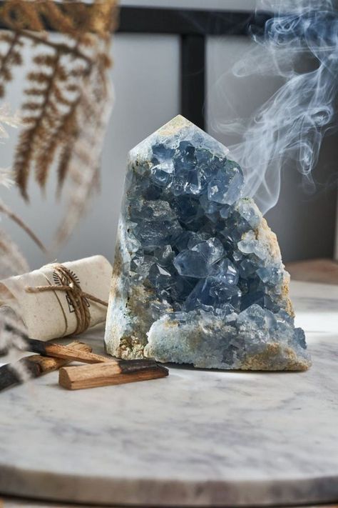 Blue Healing Aesthetic, Blue Spa Aesthetic, Crystal Product Photography, Slate Blue Aesthetic, Crystal Vibes Aesthetic, Crystals Photography, Serenity Aesthetic, Crystals Aesthetic, Crystal Room Decor