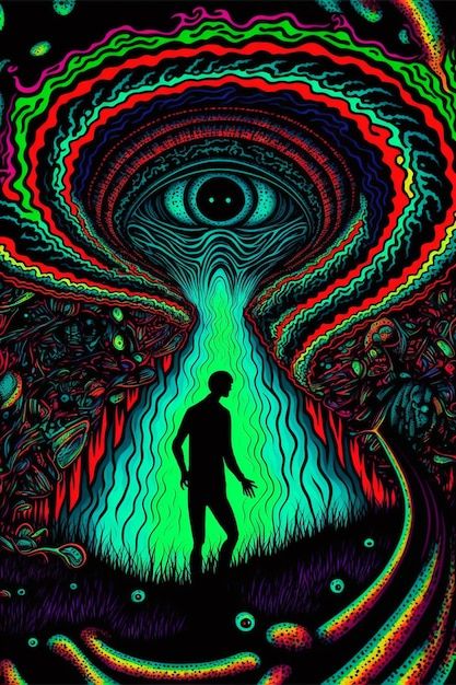 A poster for the movie the eye of god. | Premium Photo #Freepik #photo #psychedelic-art #psychodelic #lsd #trance Trance Wallpapers, Pragmatic Utopia, Trance Art, Iphone Wallpaper King, Lsd Art, Neon Poster, Eye Of God, Strange Art, God Wallpaper