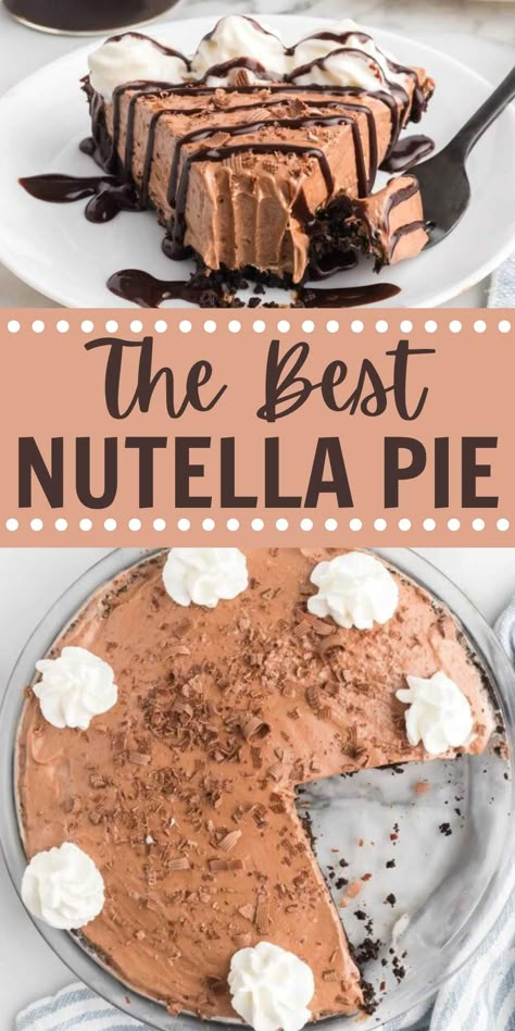 Cool Whip Pies, Nutella Pie, Oreo Pie Crust, Baking Recipes Pie, Oreo Pie, Creamy Pie, No Bake Recipe, Nutella Desserts, Chocolate Pie Recipes