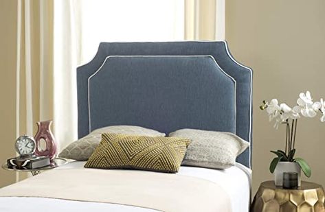 Safavieh Mercer Collection Dane Denim Headboard, Twin, Blue/White Foam Headboard, Blue Headboard, Queen Upholstered Headboard, Headboard Upholstered, Arched Headboard, Queen Size Headboard, Twin Headboard, Queen Headboard, King Headboard