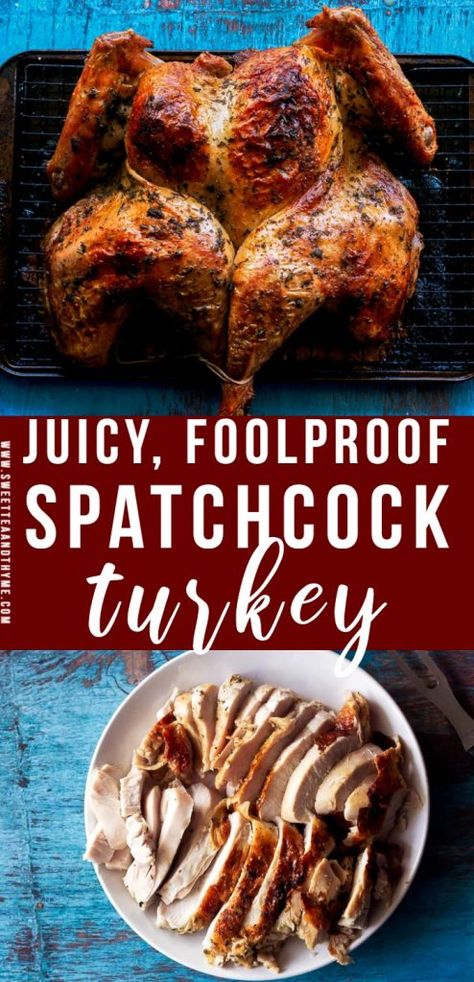 Spatchcock Turkey Recipe, Brine Recipes, Spatchcock Turkey, Turkey Cooking Times, Dry Brine, Thanksgiving Foods, Fantastic Recipes, Turkey Brine, Grilled Turkey