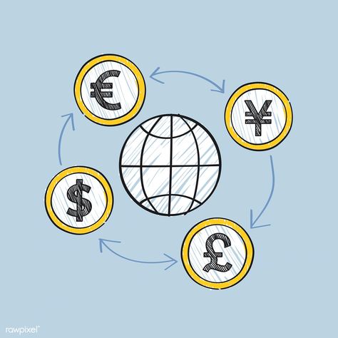 Global business and movement of currencies illustration | free image by rawpixel.com Globalization Poster Ideas, Clothes Quotes, Foreign Exchange Rate, Circle Arrow, World Bank, All Currency, Forever Aloe, Class 12, Exchange Rate