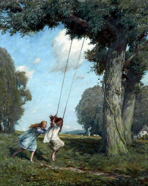 Playing At The Park, American Gallery, Rennaissance Art, Art Ancien, Children Playing, Art Et Illustration, Paintings I Love, Art Uk, The Swing