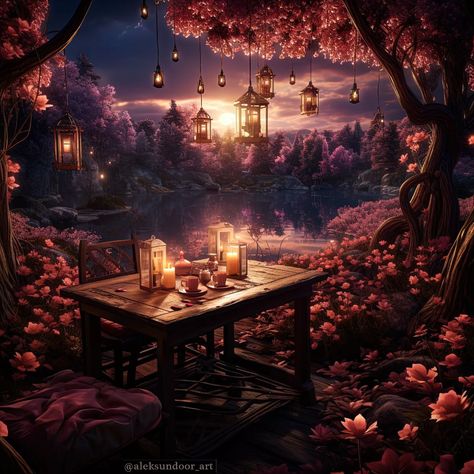 Romantic magical evening 🌹❤️ Back Stretches For Pain, Magical Home, Most Romantic Places, New Thought, Romantic Places, Story Inspiration, Most Romantic, Scenery Wallpaper, Fantasy World