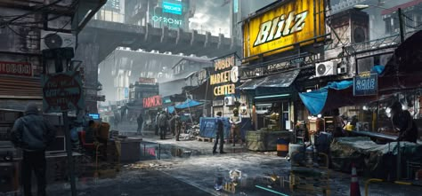 Slums Concept Art, Cyberpunk Slums, Cyberpunk Building, Cyberpunk Concept Art, D20 Modern, Sci Fi Building, Sci Fi Landscape, Cyberpunk Rpg, Props Concept