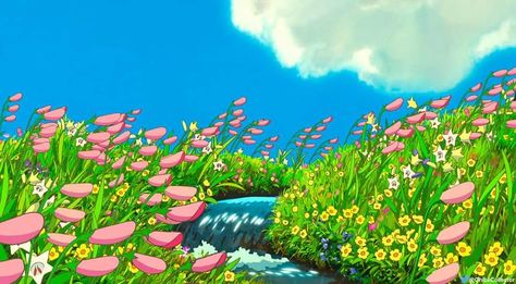 Studio ghibli's floral art! Howls Moving Castle Wallpaper, 하울의 움직이는 성, Studio Ghibli Background, Ghibli Artwork, Desktop Wallpaper Art, Wallpaper Laptop, Studio Ghibli Art, Ghibli Art, Ghibli Movies