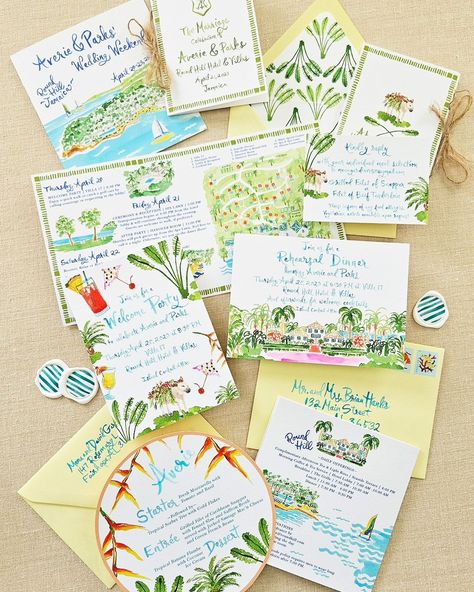 Diane Holdsambeck / My Lady Dye (@myladydye) • Instagram photos and videos Wedding Crests, Jamaica Wedding, Coconut Hair, Invite Ideas, Bespoke Wedding Invitations, Wedding Crest, Site Map, Watercolour Inspiration, Watercolor Invitations