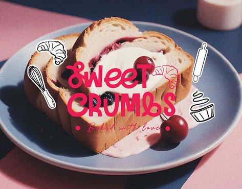 Sweet Crumbs Bakery Bakery Design Packaging, Cake Mix Packaging Design, Bakery Branding Packaging, Bakery Packaging Ideas, Bakery Graphic Design, Yeah Nah, Patisserie Design, Cute Bakery, Bakery Branding