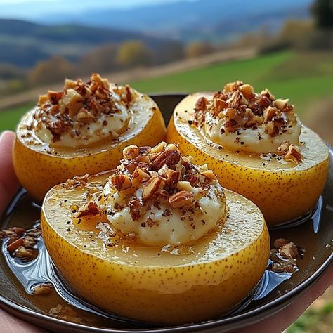 Walnut Topping, Fancy Foods, Ripe Pears, Baked Pears, Bleu Cheese, Vegan Thanksgiving, Family Recipes, What To Cook, Fruit Desserts