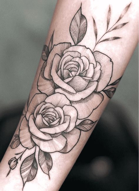 Beautiful Rose Tattoo Design Images (Beautiful Rose Ink Design Ideas) Rose Stipple Tattoo, Rose Shaded Tattoo, Rose Tattoos Black And White, Stipple Rose Tattoo, Rose Cluster Tattoo, Papaw Tattoo, Rose Tattoo Shading, Pepper Shading Tattoo, Shaded Rose Tattoo