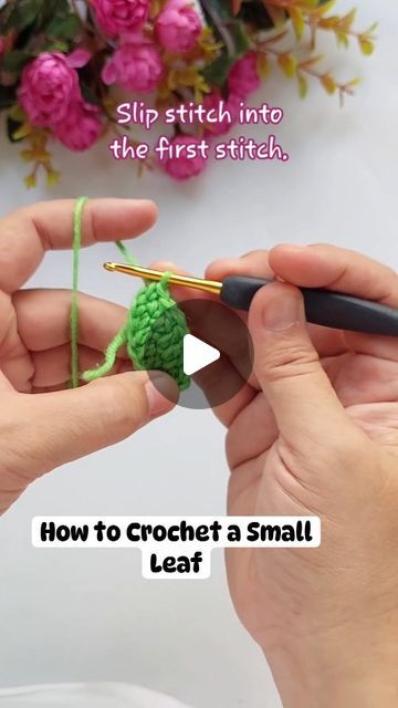 Sharon Lee Candelario on Instagram: "Here's a quick tutorial on how to Crochet a leaf  Don't forget to like and follow for more Crochet Tutorials #crochetersofinstagram #crochettutorial #crochettutorial #Crochet #crocheted #crochetleaf" Crochet Stem And Leaves, Leaf Chain Crochet, How To Crochet A Leaf, Crochet A Leaf, Crochet Leaf Free Pattern, Crochet Leaf, Strawberry Leaves, Leaves Headband, Pumpkin Stem