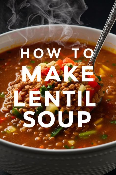 Tasty Vegetarian Lentil Soup: Perfect for Vegan Soups Soup Recipes Healthy Lentil, Vegetarian Lentil Soup Recipes, Best Lentils Recipe, Lentil Soup With Canned Lentils, Crockpot Lentil Soup Recipes, How To Make Lentil Soup, Healthy Lentil Soup Recipes, Vegetable Lentil Soup Recipe, Lentil Vegetable Soup Recipe