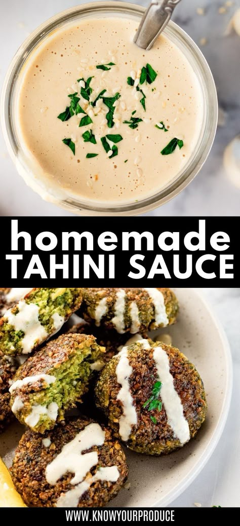 Tahini Sauce is a creamy and versatile sauce that's perfect for drizzling over falafel, vegetables, salads, or using as a dip. Tahini Dressing For Falafel, Vegan Falafel Sauce, Lebanese Tahini Sauce, Best Tahini Dressing, Creamy Tahini Sauce, Yogurt Sauce For Falafel, Tahini Sauce For Falafel, How To Make Tahini Sauce, Falafel Dipping Sauce