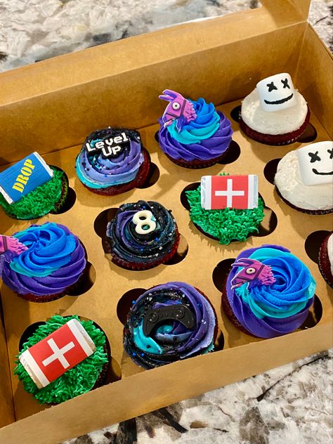 Fortnite cupcakes made for charity Fortnite Cakes Ideas, Fortnight Cupcakes, Fortnite Birthday Cupcakes, Fortnite Cupcakes Ideas, Fortnite Cupcakes, Fortnite Cupcake Cake, Fortnite Donut Ideas, Fortnite Birthday Treats, Fortnite Birthday Cupcake Ideas