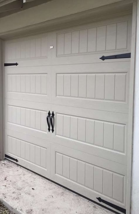 Coastal Style Garage Doors, Light Gray Garage Door, Garage Magnetic Hardware, Shaker Garage Doors, Garage Door Magnets, Magnetic Garage Door Panels, Coastal Doors, Gray Garage Door, Interior Garage Door