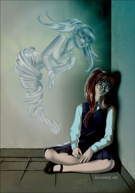 Art by @ava-angel on DeviantArt Moaning Myrtle, Harry Potter Illustration, Harry Potter And The Chamber Of Secrets, Harry Potter Costume, Harry Potter Fandom, Hogwarts, Harry Potter, Angel, Deviantart