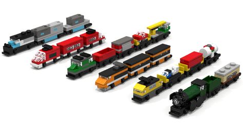 LEGO Classic Micro Trains Lego Micro Builds, Lego Microscale, Lego Designs, Lego Train, Micro Scale, Lego Boards, Micro Lego, Lego Micro, Hama Beads Minecraft