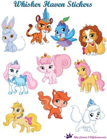 Princess Stickers Free Printable, Printout Stickers, Princess Pets, Whisker Haven, Disney Princess Pets, Butterbean's Cafe, Disney Princess Palace Pets, Princess Palace Pets, Walt Disney Princesses