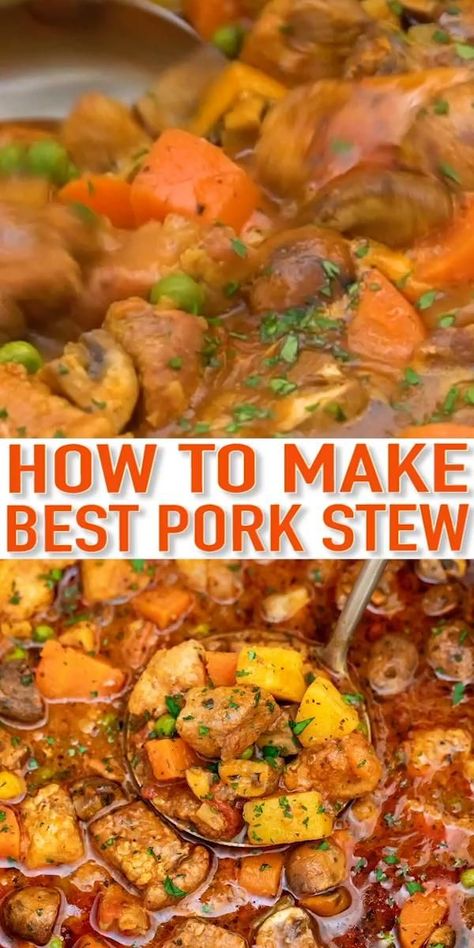 Pork Stew Meat Recipes, Pork Stew Meat, Pork Stew Recipes, Crockpot Recipes Beef Stew, Stew Meat Recipes, Pork Soup, Beef Stew Crockpot, Pork Stew, Pork Dinner