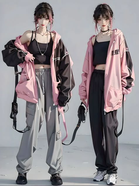 Cyperpunk Outfit Girl, Soft Cyberpunk Outfit, Cyberpunk Outfit Casual, Pastel Cyberpunk Fashion, Kawaii Techwear, Anime Futuristic Outfit, Cute Techwear, Pastel Techwear, Pink Cyberpunk Outfit