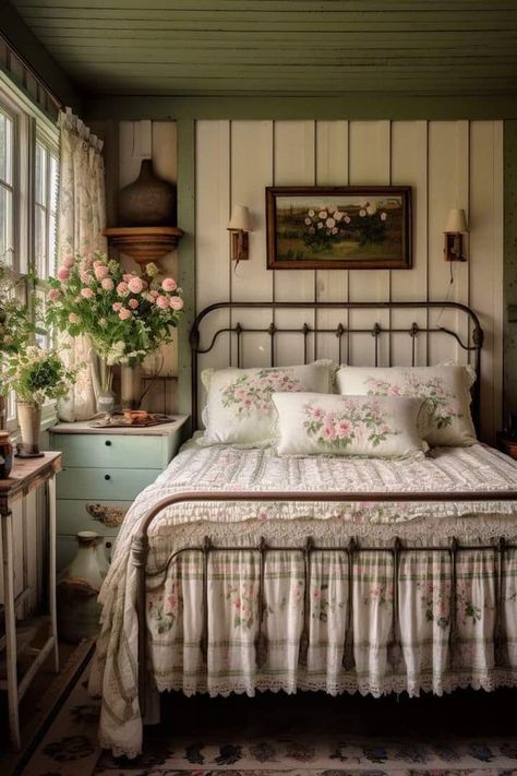 Cottage Core Bedroom Ideas, Cottagecore Bedrooms, Cottage Core Bedroom, Cottagecore Bedroom Ideas, Flowers Bedroom, Hygge Bedroom, Cottagecore Life, Cottagecore Bedroom, Ranch Decor