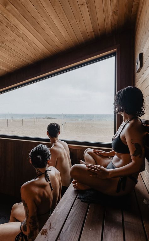 The Saltwater Sauna | Nordic Bathing Sauna Photo Shoot, Sauna Business, Sauna Aesthetic, Nordic Sauna, Sauna Outdoor, Swedish Aesthetic, Spa Lifestyle, Benefits Of Nature, Sauna Benefits