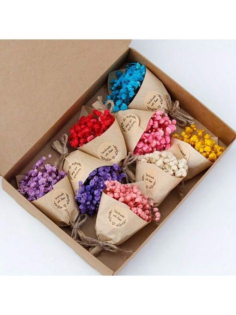 8pcs Everlasting Baby's Breath Flower Bouquet Gift Box, Miniature Decoration For Car, Real Flowers Multicolor    Wood     Home Decor, size features are:Bust: ,Length: ,Sleeve Length: Flower Bouquet Gift, Bouquet Gift, Baby S Breath, Flowers Bouquet Gift, Small Bouquet, Knitted Flowers, Baby's Breath, Wood Home Decor, Real Flowers