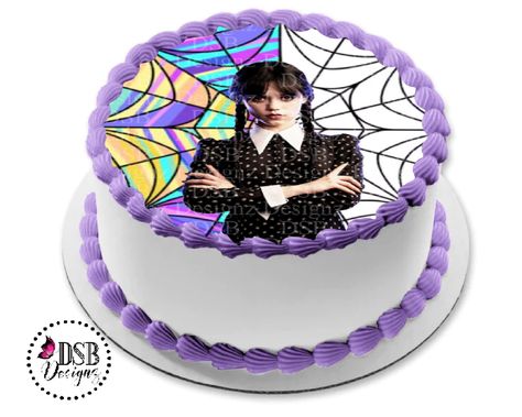 Edible Toppers, Edible Cake Toppers, Edible Images, Cake Images, Edible Cake, Round Cakes, Stained Glass Window, Wednesday Addams, Birthday Cake Toppers