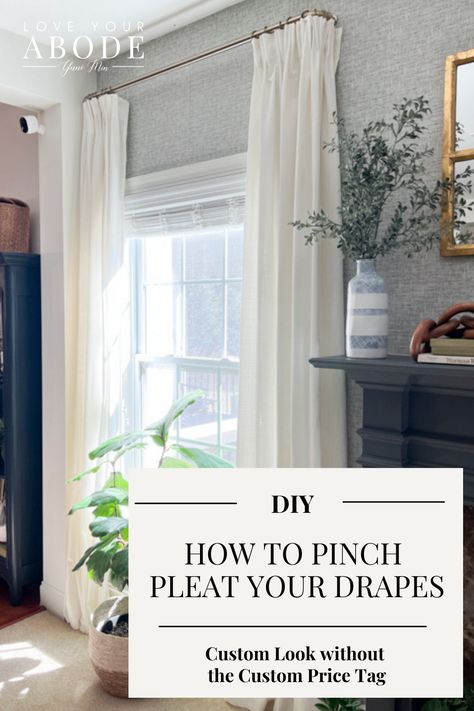 How to easily pinch pleat your curtains - Love Your Abode French Pleat Curtains, Pinch Pleat Drapes, Ivory Drapes, Pinch Pleat Drape, French Pleat, Ikea Curtains, Pleated Drapes, Pleat Curtains, Pinch Pleat Curtains