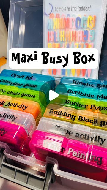 @creativemindz_australia on Instagram: "So many questions about the maxi busy box ☺️  Everything you need to keep kids busy for hours! Going away, on holidays, feeding the baby, have a coffee (or something stronger? 🤪) shower, make dinner whatever you need a few minutes for, this box is your way to get there ☺️  Here is some more footage on the other activities in the box, any questions comment below or PM!   They are available on creativemindzaustralia.com  #busybox#maxibusybox#busytoddler#busyactivities#busytoddler#preschool#smallbusiness#smallbusinessowner #supportsmallbusiness #supportlocal#educational#educationalactivities #educationalgames #outandaboutwithkids #cartravel#caractivities#travel#travelwithkids#travelwithkidstips" Busy Box Activities, Busy Boxes For Preschoolers, Toddler Busy Boxes, Busy Bags For Preschoolers, Busy Bags For Toddlers, Busy Bag Ideas, Sensory Activities For Preschoolers, Toddler Busy Bags, Keep Kids Busy