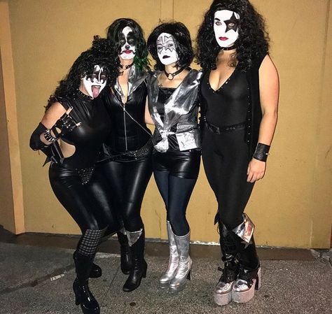 Kiss Costume Diy Women, Kiss Halloween Costume Women, Kiss Costume Women, Halloween Costume Contest Winners, Kiss Halloween Costumes, Costume Contest Winner, Halloween Kiss, Kiss Costume, Hot Halloween