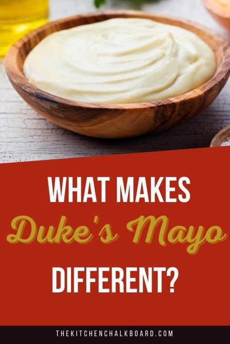 Click to read more about Duke's Mayo on The Kitchen Chalkboard. What does Duke's Mayonnaise taste like? How does it compare to Hellman's? Diy Dukes Mayonnaise, Hellmans Mayonaise Recipe, Duke Mayonnaise Recipe, Mayonnaise Recipes, Different Than Others, Mayonnaise Sandwich, Julia Childs, Kitchen Chalkboard, How To Make Meatballs