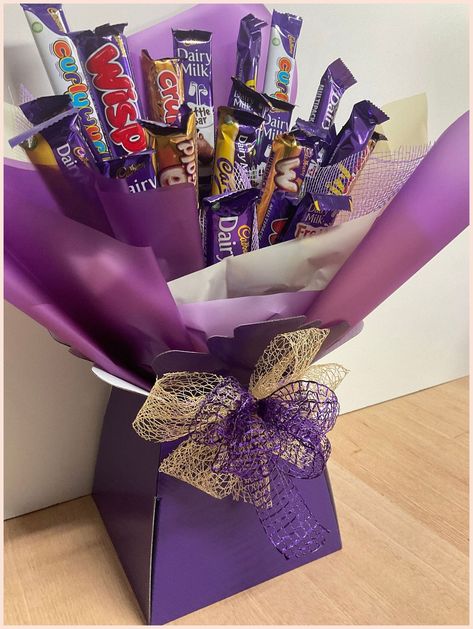 [PaidAd] Welcome To Sweetbouquetsgifts - Our Chocolate/Sweet Bouquets Are Handmade And Gift Wrapped In Clear Cellophane With A Beautiful Fabric Bow And Ribbons That Compliment The Bouquet. - Cadburys Chocolate Variety Bouquet, Cadbury's Selection Box, Cadburys Chocolate Bouquet, Chocolate Bouquet, Gifts For Him And Her, Cadburys - We Carefully Arrange And Package Our Chocolate To Ensure It Arrives In Perfect Condition. We Do Not Damage Or Skewer The #chocolategiftsbasket Handmade Gift Baskets, Handmade Chocolate Bouquet Ideas, Chocolate Gift Basket Ideas, Sweet Business, Boyfriends Birthday Ideas, Bouquet Chocolate, Easy Birthday Gifts, Chocolate Flowers Bouquet, Sales Ideas