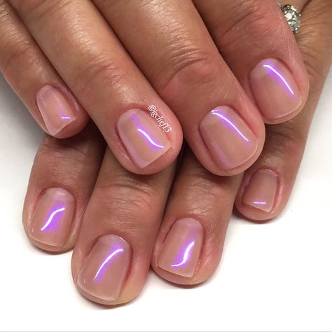 Pink opalescence for my bff. She needed something neutral that goes with all her outfits to celebrate her Valedictorian son heading to… Opal Nail Color, Opal French Manicure, Opal Manicure, Pink Opal Nails, Base Nail Designs, Pale Pink Iridescent Nails, Opalescent Nails, Green Mani, Easy Nails