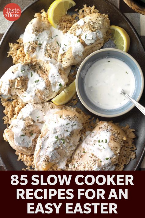 85 Slow-Cooker Recipes for an Easy Easter Crock Pot Easter Recipes, Easter Crock Pot Dishes, Easter Dinner Ideas Crockpot, Slow Cooker Easter Recipes, Easter Slow Cooker Recipes, Crockpot Easter Recipes, Easter Dinner Crockpot, Easter Potluck Recipes, Easter Crockpot Recipes