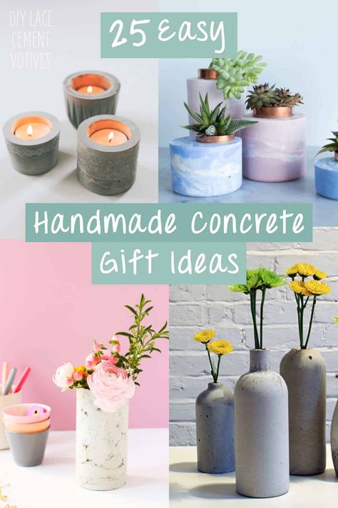 Handmade gift ideas using concrete! 20 tutorials showing how to make easy gifts made from concrete. #diyconcrete #concretecrafts #handmadegifts #diycement #handmade #handmadegifts #diycrafts #diychristmasideas #diychristmas #diychristmasgifts #artsyPrettyPlants Goodwill Crafts, Neat Gift Ideas, Easy Handmade Gifts, Handmade Gift Ideas, Concrete Ideas, Cement Diy, Concrete Diy Projects, Handmade Concrete, Whimsical Wall Art