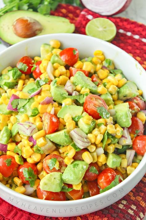 Lettuce Salad With Corn, Corn And Tomato Salsa Recipe, Corn Avacoda Tomato Salad, Corn Avocado And Tomato Salad, Corn And Avocado Salad, Tomato And Avocado Salad, Avocado Corn Salad, Corn And Tomato Salad, Cajun Corn