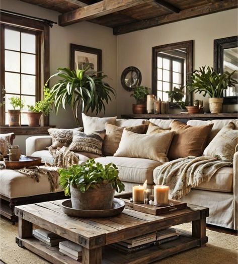 Rustic Chic Living Room, Design Your Bedroom, Cottage Living Rooms, Casa Vintage, Home Decor Living Room, Ideas Living Room, Home Decorating Ideas, Rustic Living, Cottage Living