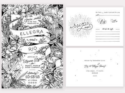 Hand-drawn wedding invitation suite Edgy Wedding Invitations, Maggie Enterrios, Artistic Wedding Invitations, Hand Drawn Invitation, Hand Drawn Wedding Invitations, Illustrated Wedding Invitations, Photography Mobile, Hand Drawn Wedding, Save The Date Designs