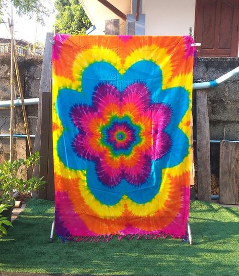 How to tie dye Colorful Flower - Mandala Pattern | Tie dye Sarong beach cover up. Tie Dye Mandala, Sarong Tying, Yellow Orange Pink, How To Tie Dye, Customs Clearance, Tie And Dye, Flower Mandala, Tie Dye Patterns, Mandala Pattern