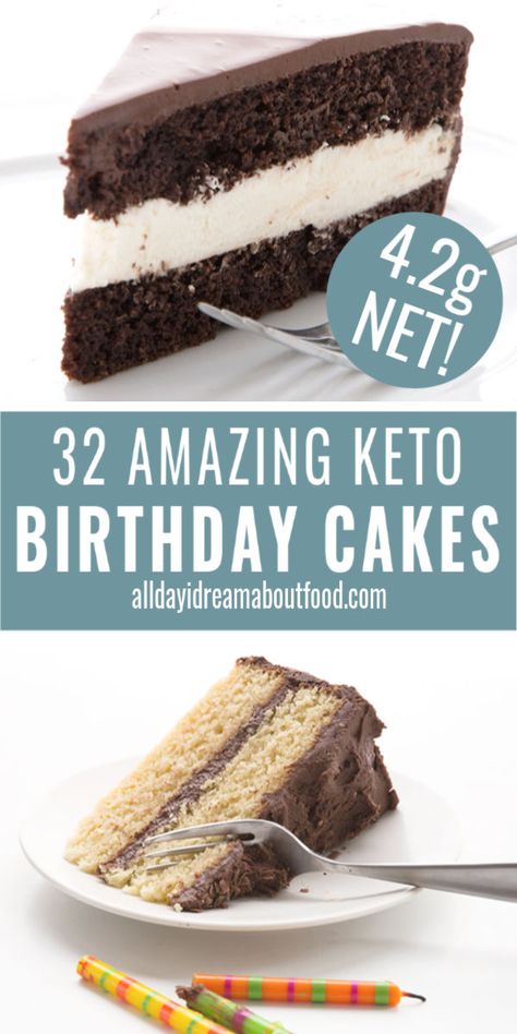 Celebrating a birthday? So many delicious birthday cake recipes to choose from. Chocolate, vanilla, and everything in between, all low carb and gluten-free! #ketocake #ketobaking #ketodesserts Keto Cakes Recipes, Keto Birthday Dessert, Keto Birthday Cake Recipes, Low Carb Birthday Cake, Keto Cake Recipes, Yellow Birthday Cake, Keto Birthday, Birthday Cake Recipes, Keto Birthday Cake