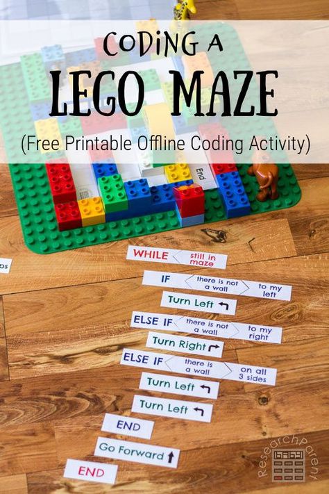 Coding a LEGO Maze Offline Coding Activity for Kids Coding With Legos, Coding Classroom Decor, Adst Projects, Patio Activities, Lego Coding, Lego Maze, Lego Stem, Lego Learning, Coding Activities