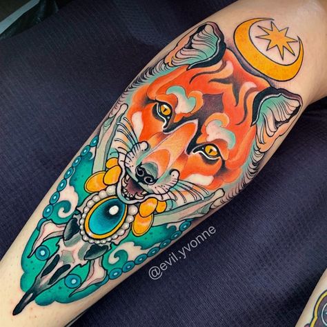 Tatouage Renard Tattoo Evil, Neon Tattoo, Celestial Tattoo, 100 Tattoo, 1 To 100, Make Tattoo, Fox Tattoo, Book Tattoo, Foot Tattoos