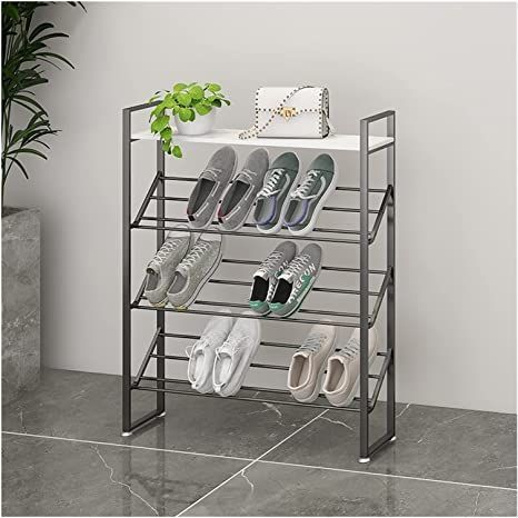 Metal Shoe Rack Design, Metal Shoes Stand, Rak Sepatu Besi Hollow, Metal Shoe Rack Ideas, Metallic Shoe Rack, Rak Sepatu Diy, Entryway Closets, Shoe Rack Metal, Shoe Rack Design