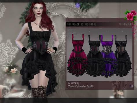 Sims 4 Cc Goth, Sims Finds, Black Gothic Dress, Vampire Dress, Fall Fashion Skirts, Sims 4 Teen, Sims 4 Dresses, The Sims 2, Sims4 Clothes