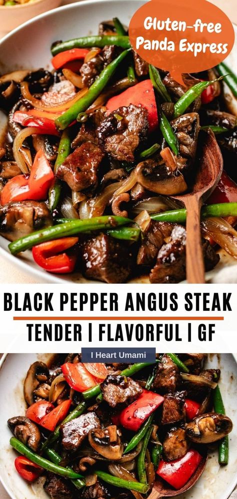 Black Pepper Angus Steak, Panda Express Recipes, Gluten Free Asian Recipes, Angus Steak, Pepper Steak Recipe, Asian Dinner Recipes, Delicious Paleo Recipes, Asian Dinners, Marinated Beef