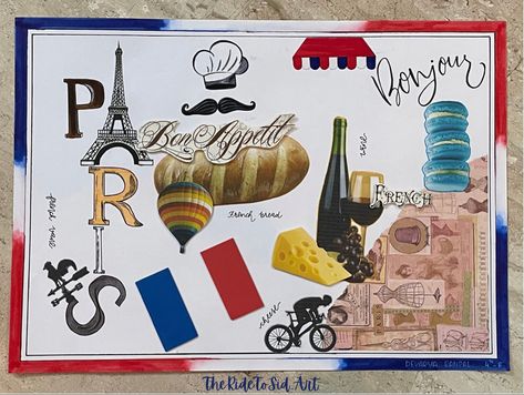 French culture #paris #french #eiffel #tower #hotairballoon #cafe #wineandcheese #macrons #bonjour #frenchbread #grapes #frenchculture #culture Poster On France Culture, French Revolution Poster Project Ideas, France Poster Board Project, France Classroom Decorations, School Boards Ideas, French Homework, Horse Pencil Drawing, Diy Guest Book, French Holiday