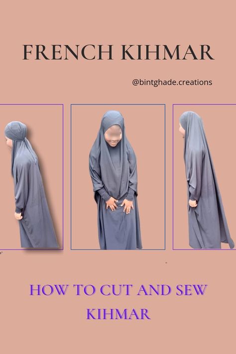 Pola French Khimar, Khimar Pattern, Khimar Style, Beautiful Abayas, Islamic Abaya, French Khimar, Abaya Pattern, Abaya Designs Latest, Gown Fashion