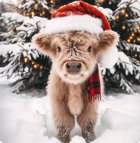 Christmas Wallpaper Animals, Cow Christmas Wallpaper, Winter Aesthetic Widget, Highland Cow Wallpaper Iphone, Country Christmas Aesthetic, Christmas Cows, Christmas Widgets, Cute Farm Animals, Pet Cows